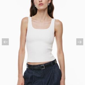 Aritzia Cream Ribbed Tank Top